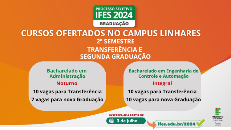 Ifes lança Edital de Transferência e nova Graduação para o 2º semestre de 2024