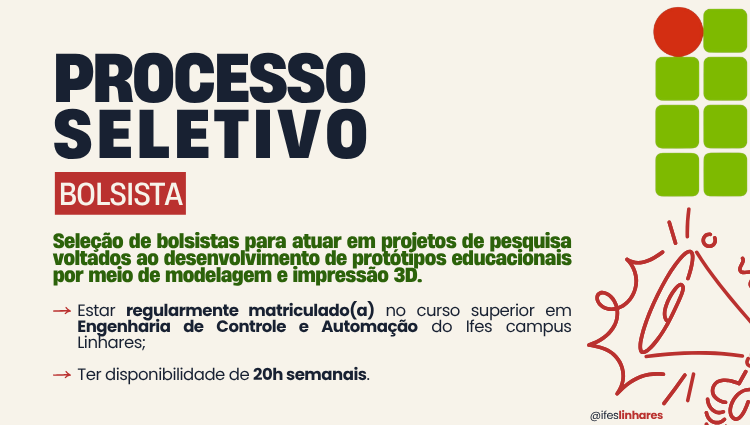 O Ifes Linhares seleciona Bolsistas para atuarem em projeto de pesquisa